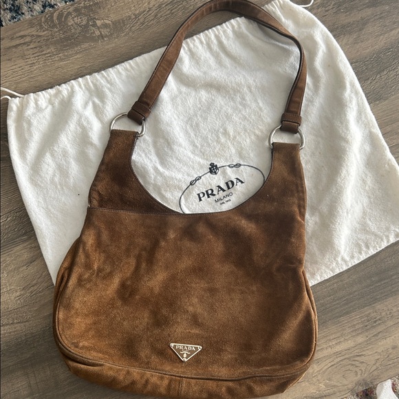 Prada Handbags - Prada Tan Suede Hobo Bag